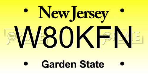 W80KFN New Jersey License Plate