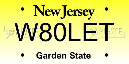 W80LET New Jersey License Plate