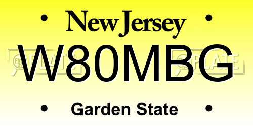 W80MBG New Jersey License Plate