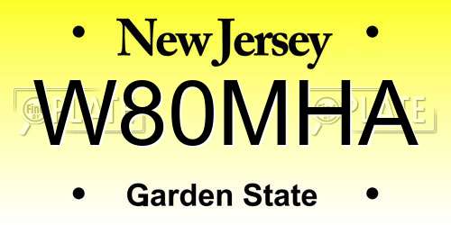 W80MHA New Jersey License Plate