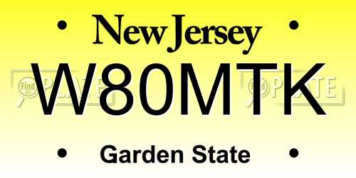 W80MTK New Jersey License Plate