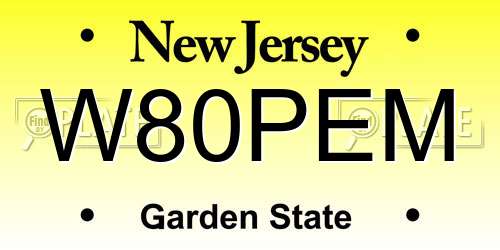 W80PEM New Jersey License Plate