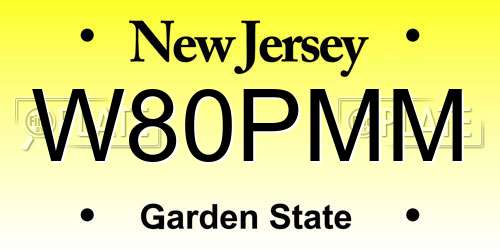 W80PMM New Jersey License Plate