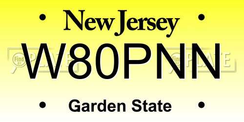 W80PNN New Jersey License Plate