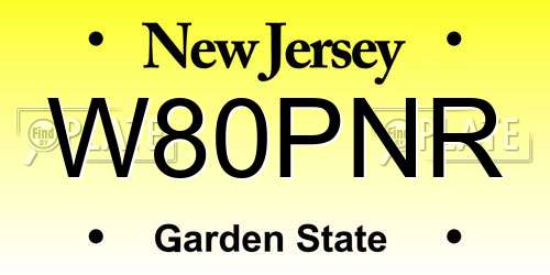 W80PNR New Jersey License Plate