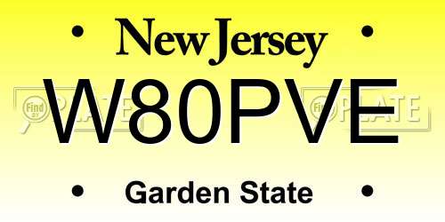 W80PVE New Jersey License Plate