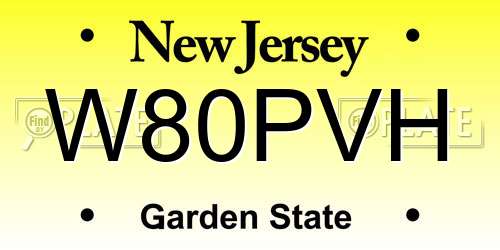 W80PVH New Jersey License Plate