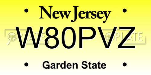 W80PVZ New Jersey License Plate
