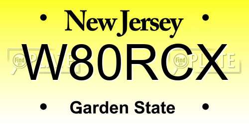 W80RCX New Jersey License Plate