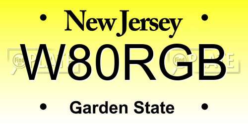 W80RGB New Jersey License Plate