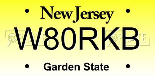 W80RKB New Jersey License Plate