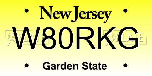 W80RKG New Jersey License Plate