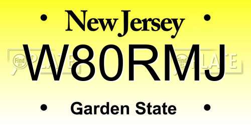W80RMJ New Jersey License Plate
