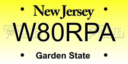 W80RPA New Jersey License Plate