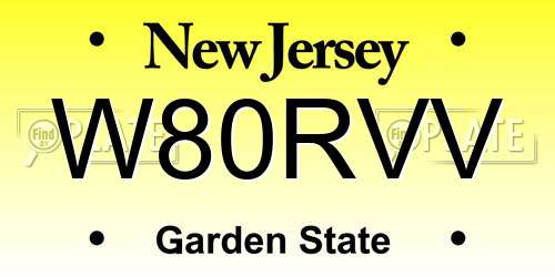 W80RVV New Jersey License Plate