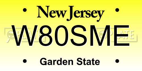W80SME New Jersey License Plate