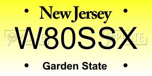 W80SSX New Jersey License Plate