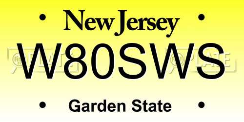 W80SWS New Jersey License Plate