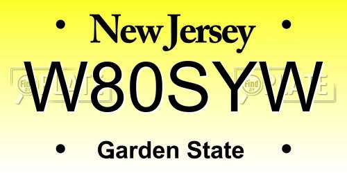 W80SYW New Jersey License Plate
