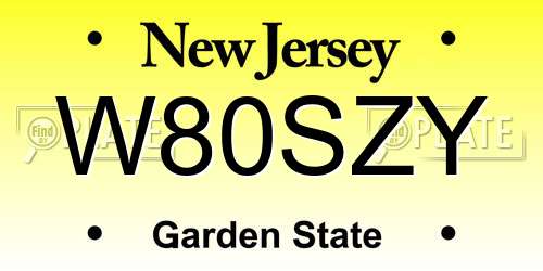 W80SZY New Jersey License Plate