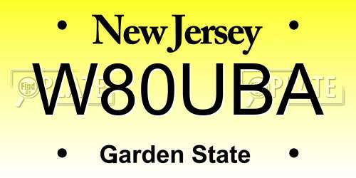 W80UBA New Jersey License Plate