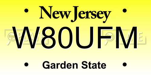 W80UFM New Jersey License Plate