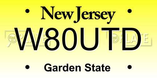 W80UTD New Jersey License Plate
