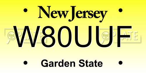 W80UUF New Jersey License Plate