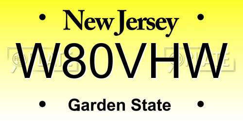W80VHW New Jersey License Plate