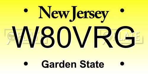 W80VRG New Jersey License Plate