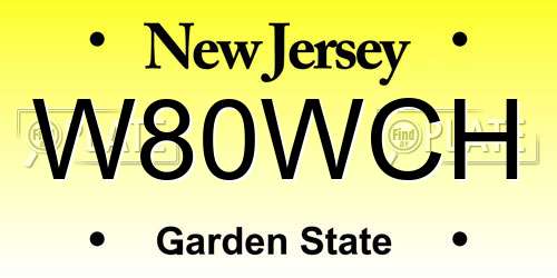 W80WCH New Jersey License Plate