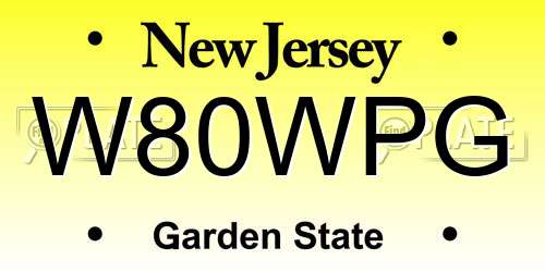 W80WPG New Jersey License Plate