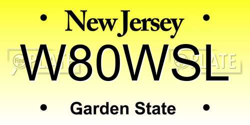 W80WSL New Jersey License Plate