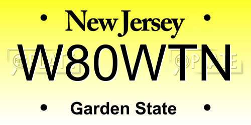 W80WTN New Jersey License Plate