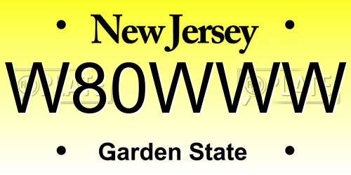 W80WWW New Jersey License Plate
