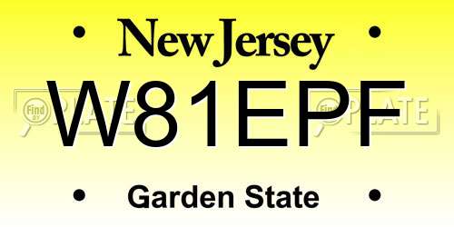 W81EPF New Jersey License Plate