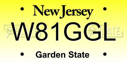 W81GGL New Jersey License Plate