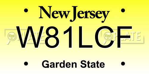 W81LCF New Jersey License Plate