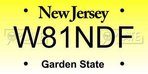 W81NDF New Jersey License Plate