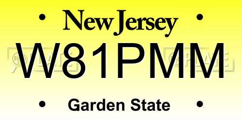 W81PMM New Jersey License Plate