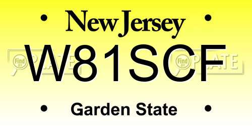 W81SCF New Jersey License Plate