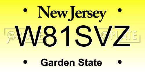 W81SVZ New Jersey License Plate