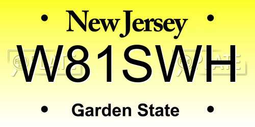 W81SWH New Jersey License Plate