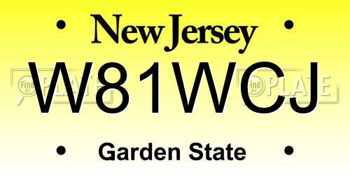 W81WCJ New Jersey License Plate