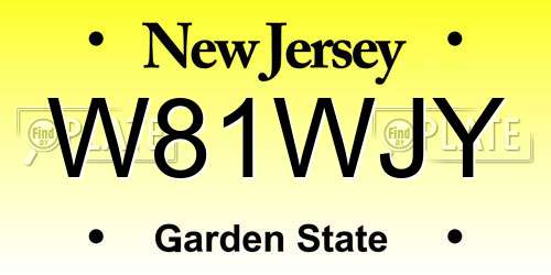 W81WJY New Jersey License Plate