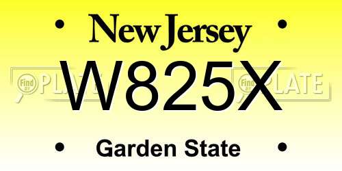 W825X New Jersey License Plate