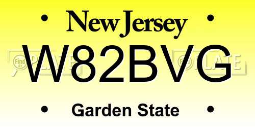 W82BVG New Jersey License Plate
