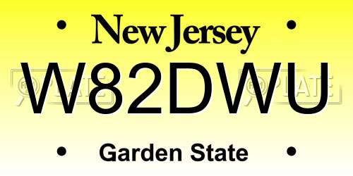 W82DWU New Jersey License Plate