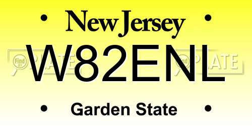 W82ENL New Jersey License Plate