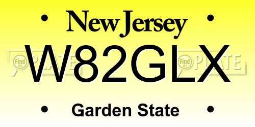 W82GLX New Jersey License Plate